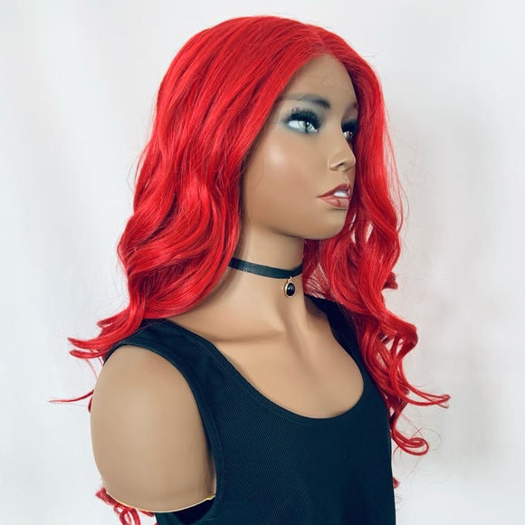 Gorgeous Red Premium Fiber Lace Front Wig for Valentines Day or Everyday - Picture 4 of 13